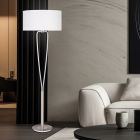 Nickel golvlampa modern, Lola, med brytare