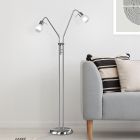 Nickel golvlampa modern, Benita, med brytare