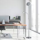 Nickel golvlampa modern, Benny, 18W, 3000K LED, med beröringsdimmer