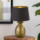 Keramik bordslampa guld, Monsted, med brytare