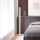 Vit golvlampa modern, Raihana, 21W, white switch LED, med beröringsdimmer