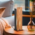 Rustik bordslampa trä, Karijn, med brytare