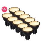 10-pack svart GU10 LED spot Antonie, 3 Watt, 2700K (varm vit)