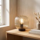 Design bordslampa bärnstensfärgad, Charlois, med brytare