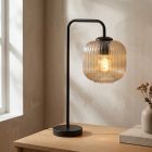 Design bordslampa bärnstensfärgad, Charlois, med brytare