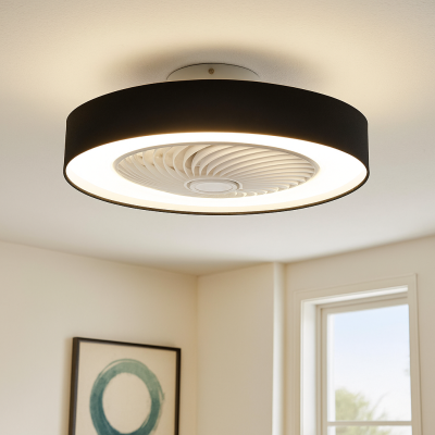 Modern takfläkt svart, Huub, 40W, 3000K LED, met fjärrkontroll