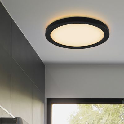 Plast taklampa badrum svart, Shivani, 15W, 3000K LED, IP44
