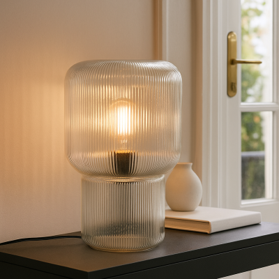 Design bordslampa transparent, Chelsea, med brytare