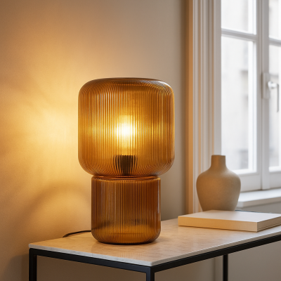 Design bordslampa brun, Chelsea, med brytare