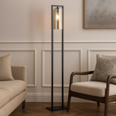 Industri golvlampa svart, Tonia, med brytare