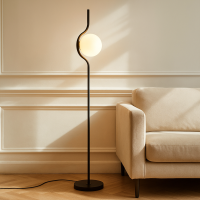 Modern golvlampa svart, Merel, med brytare