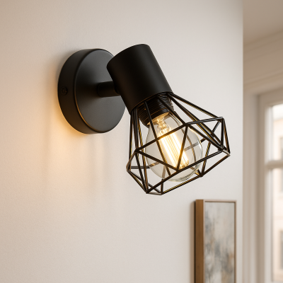 Industri väggspotlight svart, Jaylano