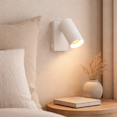 Modern väggspotlight vit, Nadi, med brytare