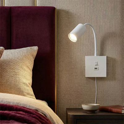 Modern väggspotlight vit, Tibor, med brytare