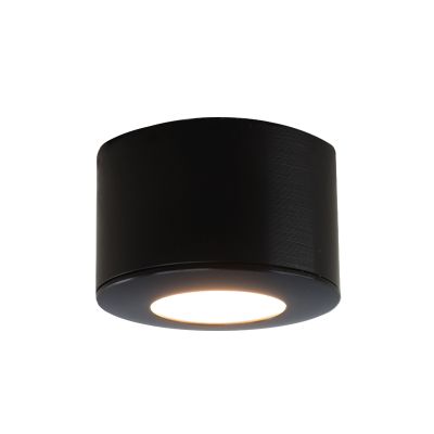 Rund svart utanpåliggande spotlight Vasso, IP44, dimbar