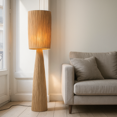 Papper golvlampa brun, Daisy, med brytare