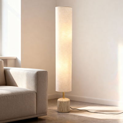 Modern golvlampa beige, Ghislaine, med brytare