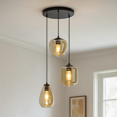 Modern fönsterlampa bärnstensfärgad, Caia