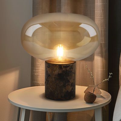 Marmor bordslampa bärnstensfärgad, Alan, med brytare
