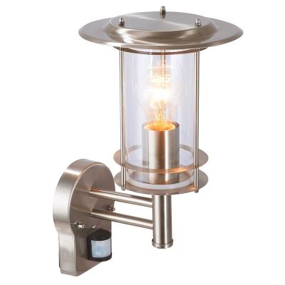 Metall utomhus vägglampa med rörelsesensor krom, Shamayra, IP44