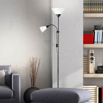 Aluminium läslampa golv svart, Josephina, med brytare