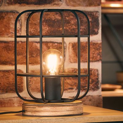 Trä bordslampa svart, Taede