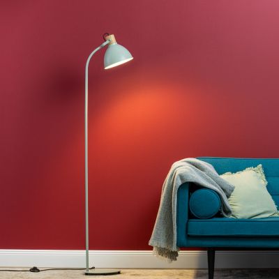 Rustik golvlampa grön, Thalina, med brytare