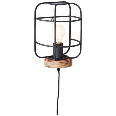Trä vägglampa svart, Taede, med brytare