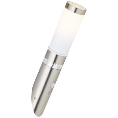 Plast utomhus vägglampa med rörelsesensor krom, Sage, 4W, 3000K LED, IP44