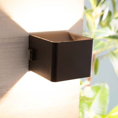 Modern uppladdningsbar vägglampa svart, Puck, 4W, 3000K LED, IP44