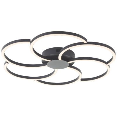 Design taklampa svart, Somia, 32W, varm till kall vit justerbar LED, met fjärrkontroll