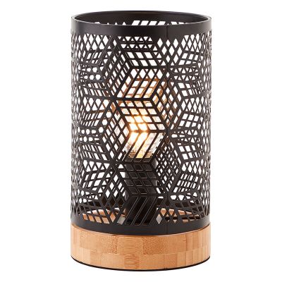 Trä bordslampa svart, Sherona, med brytare