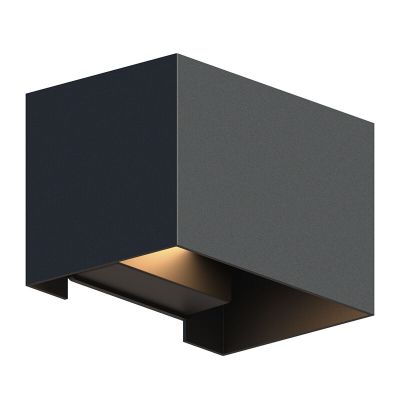 Svart up down vägglampa aluminium, Dion, 7W, 3000K LED, IP54