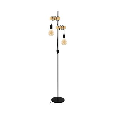 Trä golvlampa brun, Anton, med brytare
