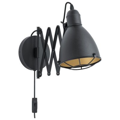 Guld industri vägglampa stål, Wilmar, med brytare