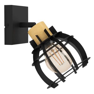 Svart retro väggspotlight aluminium, Redouan