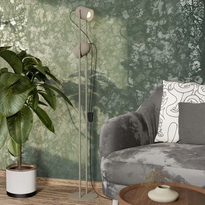 Brun vintage golvlampa stål, Tjitte, med brytare