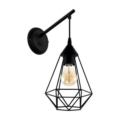 Svart industri vägglampa stål, Costel