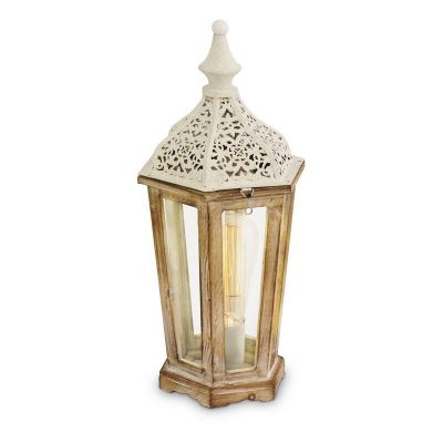 Silver klassisk bordslampa trä, Abdelwahed, med brytare