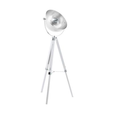 Vit industri golvlampa tre ben stål, Nickolas, med brytare