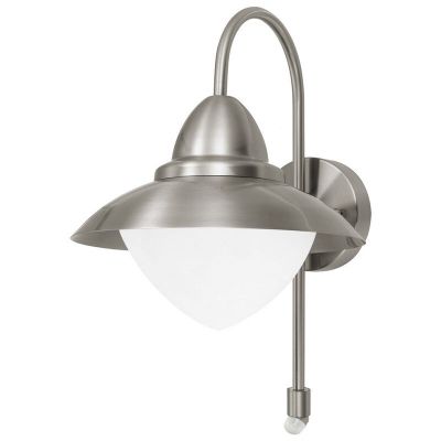 Silver klassisk utomhus vägglampa med rörelsesensor glas, Elayza, IP44