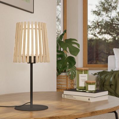 Rustik bordslampa trä, Farah, med brytare