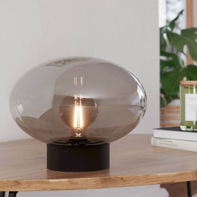 Grå design bordslampa glas, Kirstin, med brytare
