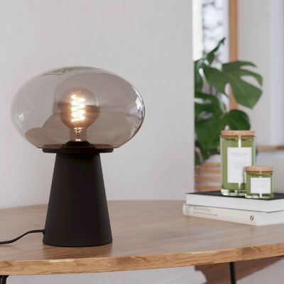 Grå design bordslampa glas, Kirstin, med brytare