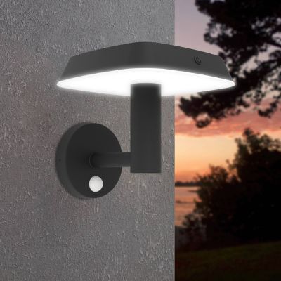 Svart utomhus vägglampa solcell plast, Ingemar, 8,5W, 3000K LED, IP65