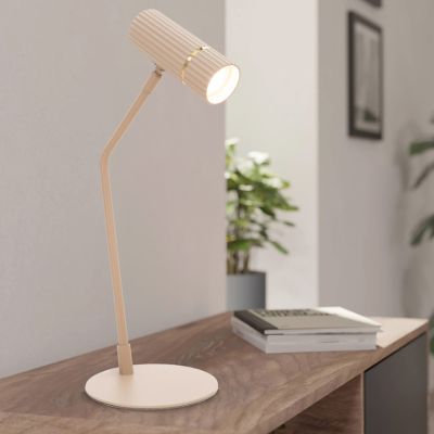 Beige modern skrivbordslampa stål, Vahid, med brytare