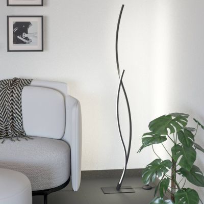 Svart design golvlampa stål, Tevin, 20W, 4000K LED, med brytare