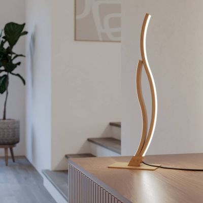 Brun design bordslampa stål, Tevin, 12W, 4000K LED, med brytare