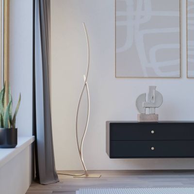 Brun design golvlampa stål, Tevin, 20W, 4000K LED, med brytare