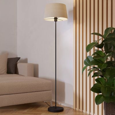 Svart modern golvlampa tyg, Siham, med brytare